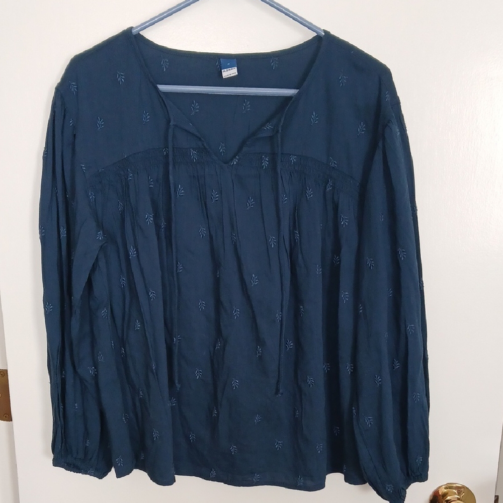 Old Navy, Women's Blue Embroidered Top, Size M